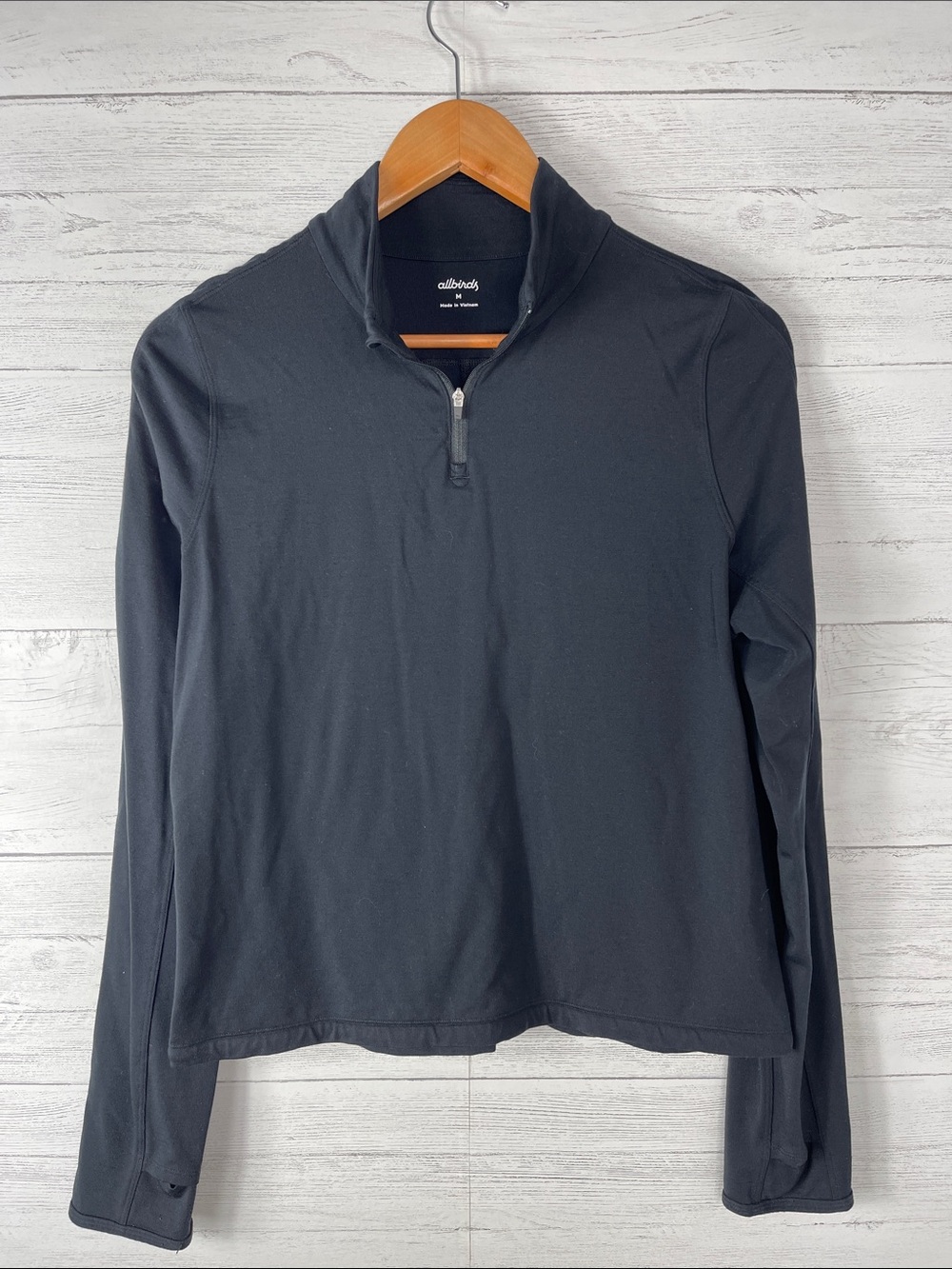 allbirds Black Half-Zip Long Sleeve Pullover